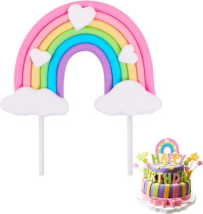 Decoración pastel arco iris nube corazón fiesta cumpleaños niños