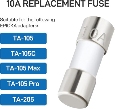 Adaptador viaje 10A fusible repuesto TA-105