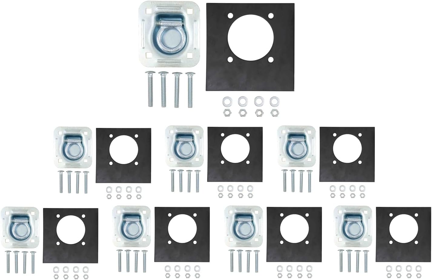 Pack 8 anillos D placa empotrada 6000lb amarre remolque