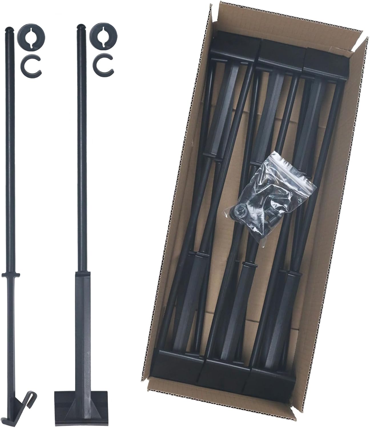 Mástiles bandera coche 20pulg plástico negro 12 Pzas