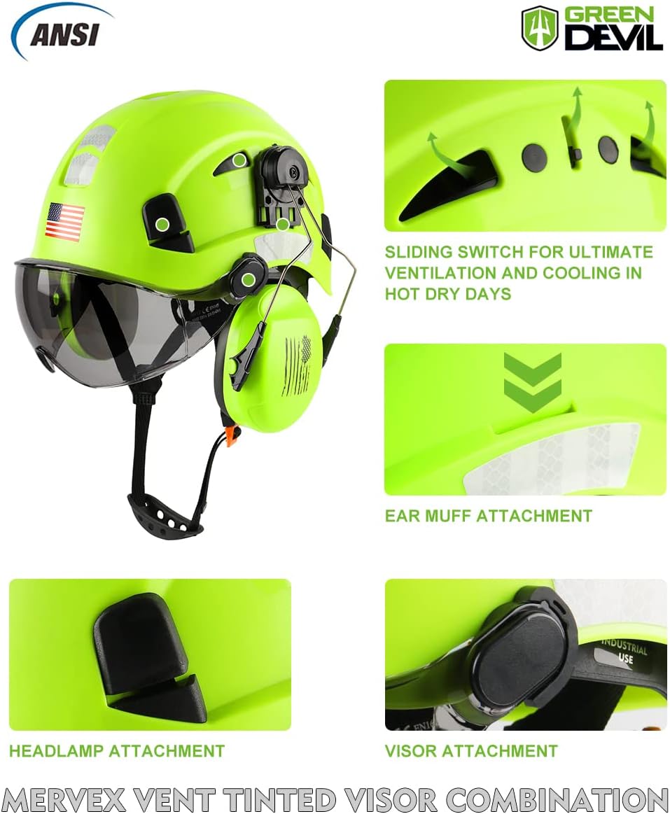 Casco seguridad visera ajustable ABS 6 puntos ANSI