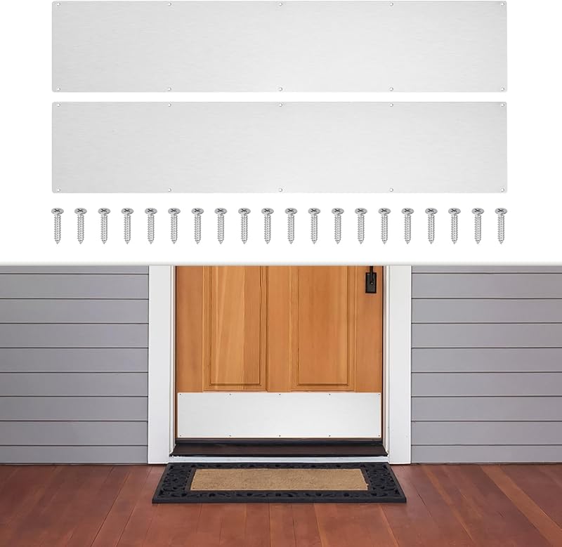2 Pzas Placas Umbral 8x30" Aluminio Puerta Interior Exterior