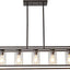 Lámpara colgante bronce frotado 5 luces vidrio comedor
