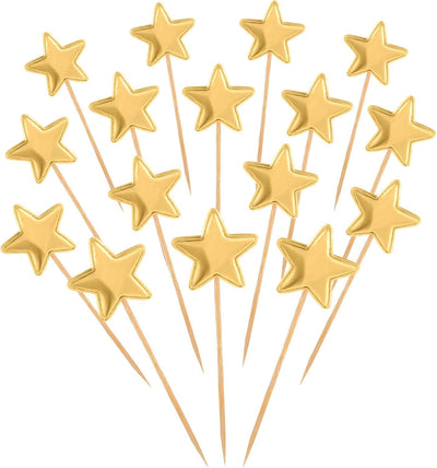 50 Adornos Dorados para Cupcakes Estrellas Bodas Compromisos