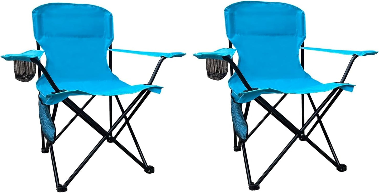 2 Silla camping plegable con portavasos 225lb azul