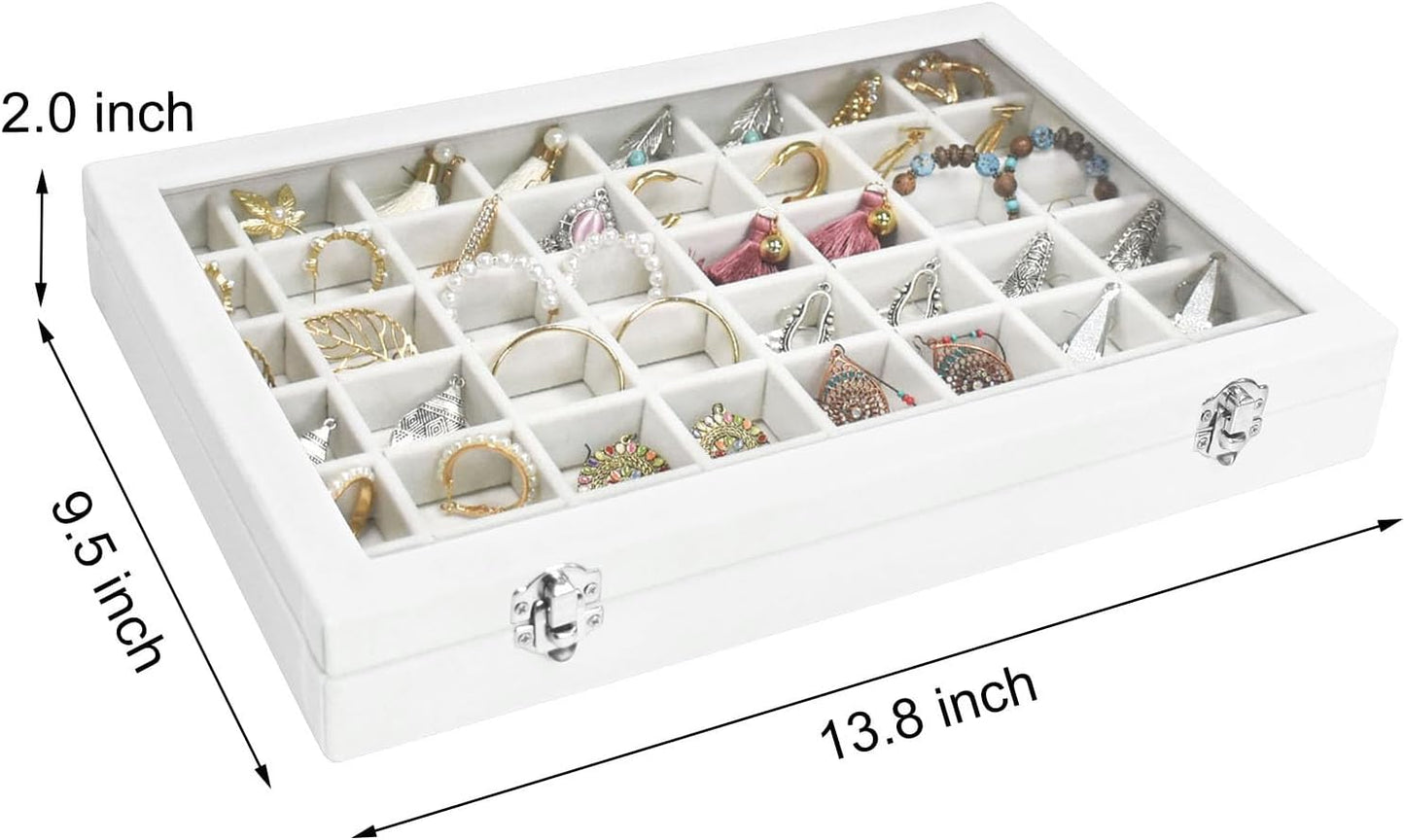 Bandeja terciopelo joyas 48 rejillas con tapa