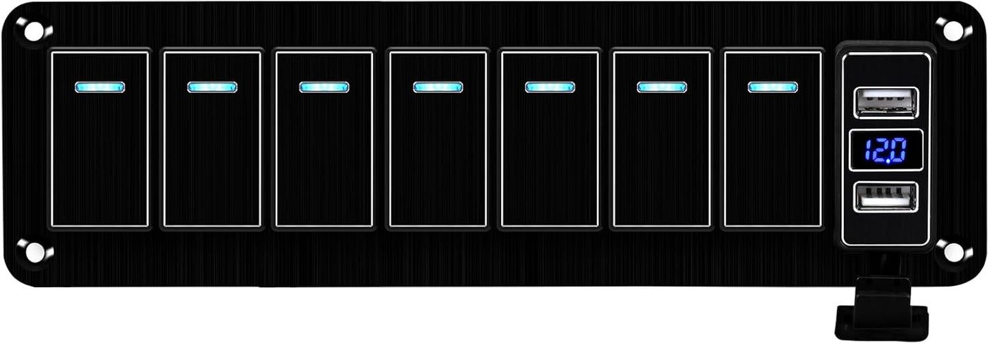 Panel interruptores marinos 12-24V aluminio USB dual 4.8A