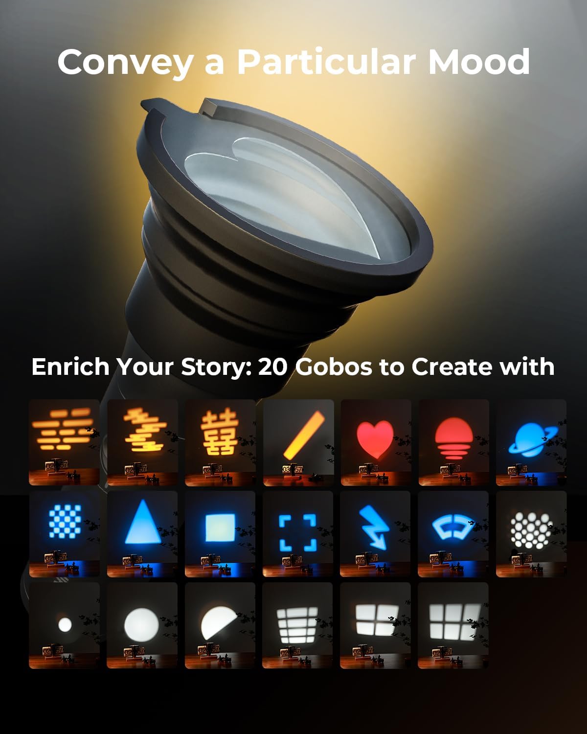 Linterna LED RGB 7500mAh con filtros 4 colores
