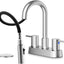 Grifo baño acero inox níquel cepillado rociador extraible 4"