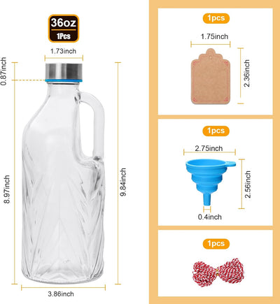 Jarra vidrio 36oz con tapa asa para café té jugo