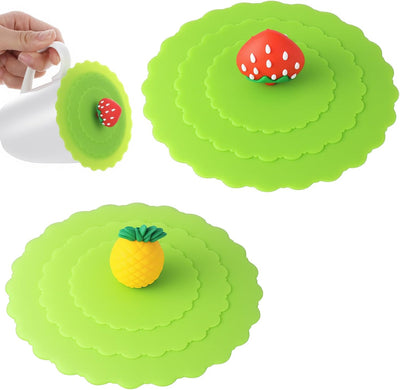 Tapas de silicona Kawaii para tazas de café y frutas reutilizables