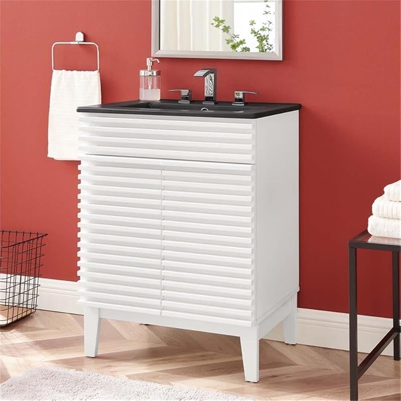 Tocador baño 24" lavabo blanco y negro