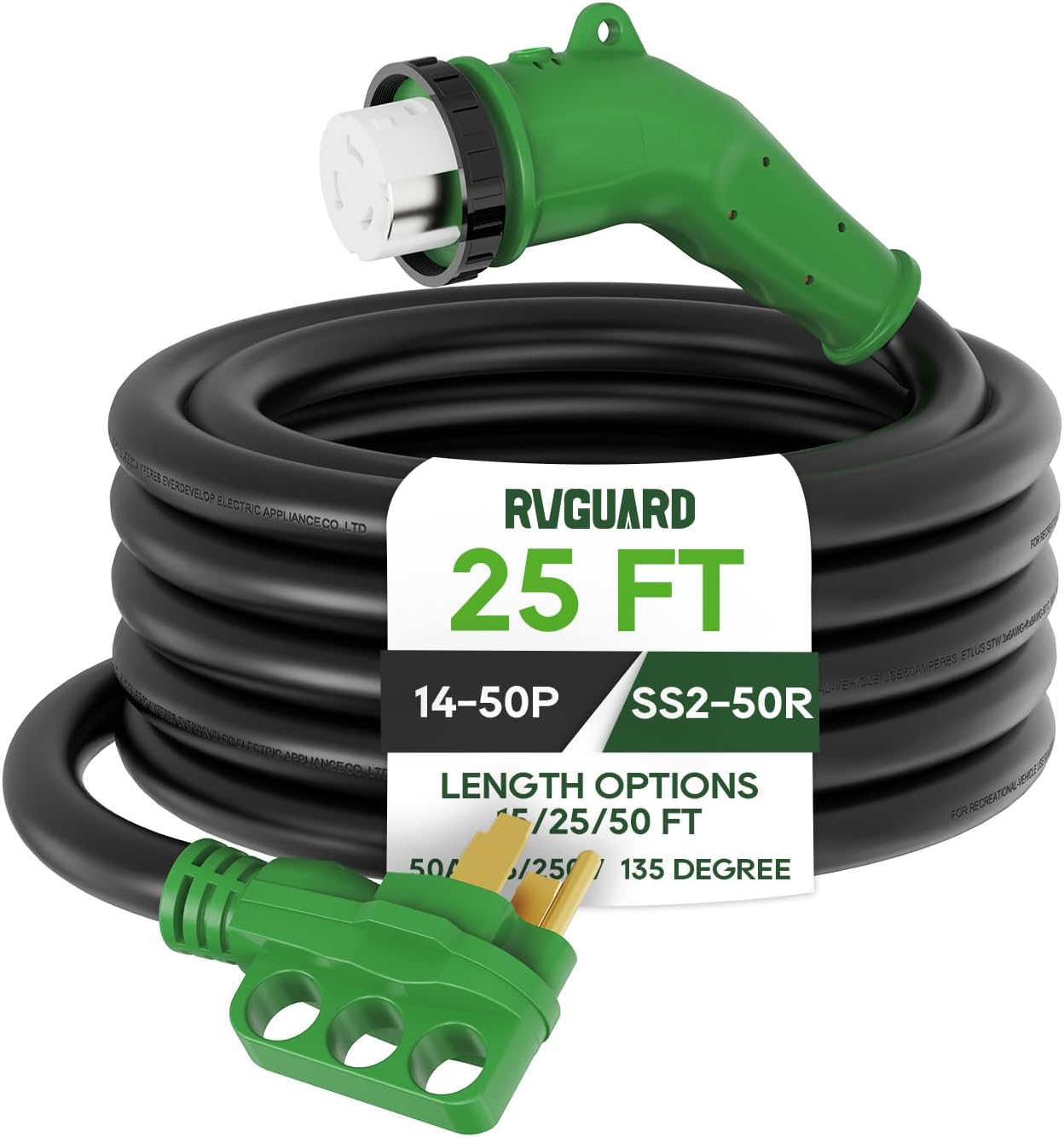 Cable alimentación RV 50A 25ft 14-50P a SS2-50R resistente