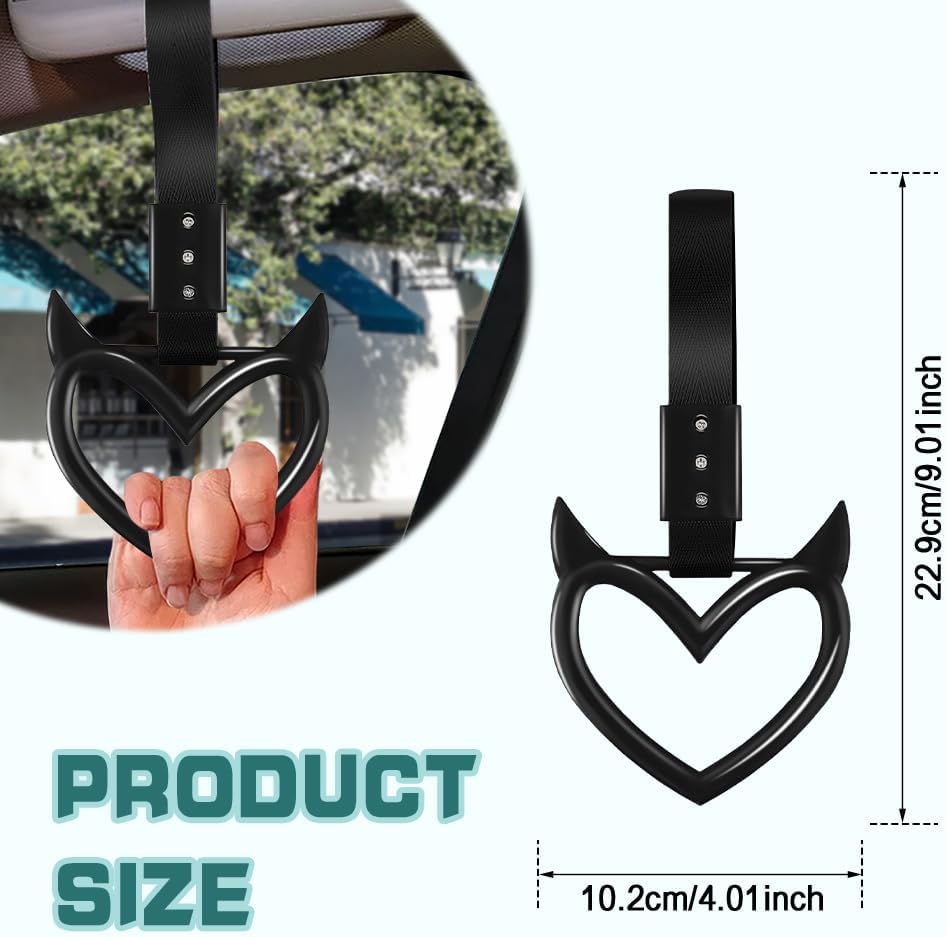 2 Pzas Anillo Corazón Diablo Correa Mano Decoración Parachoques