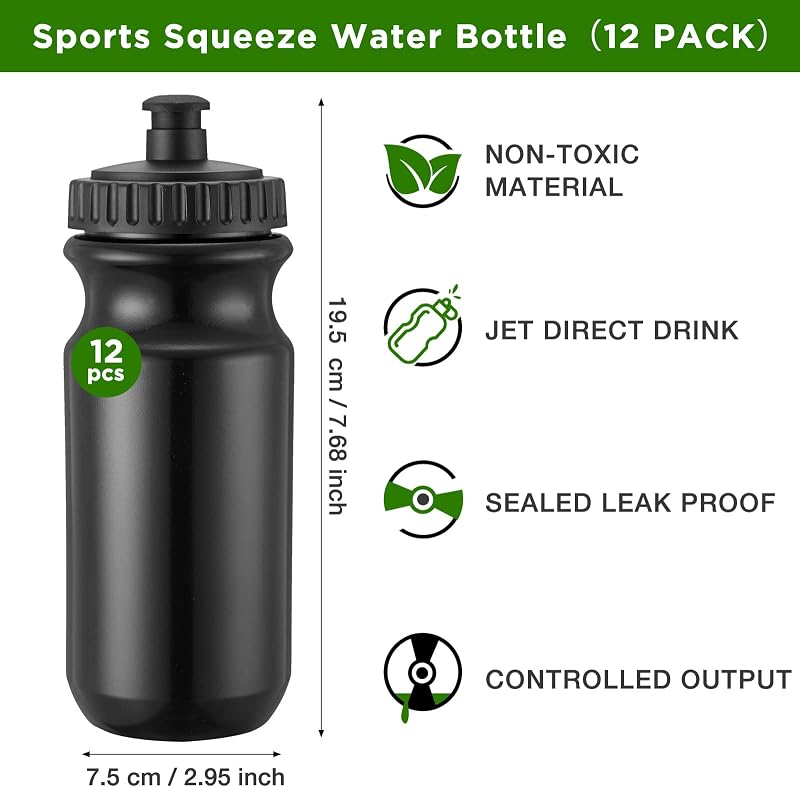 12 Botellas Agua Deportiva 20oz Sin BPA Tapas Fáciles