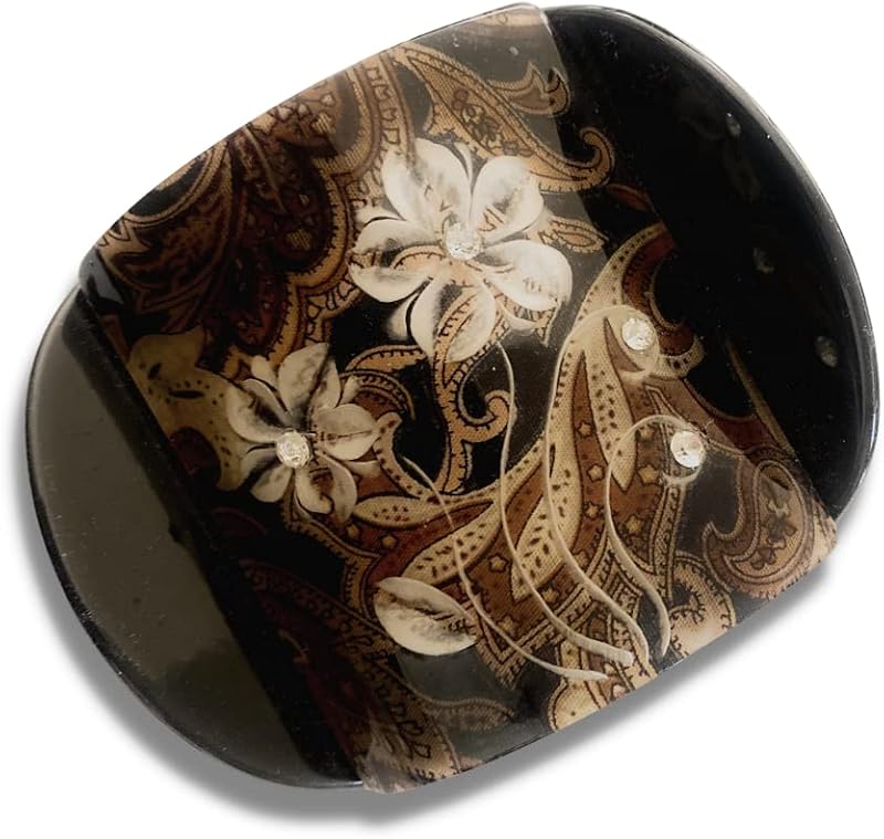 Abrazadera para cabello grueso y largo con estampado floral