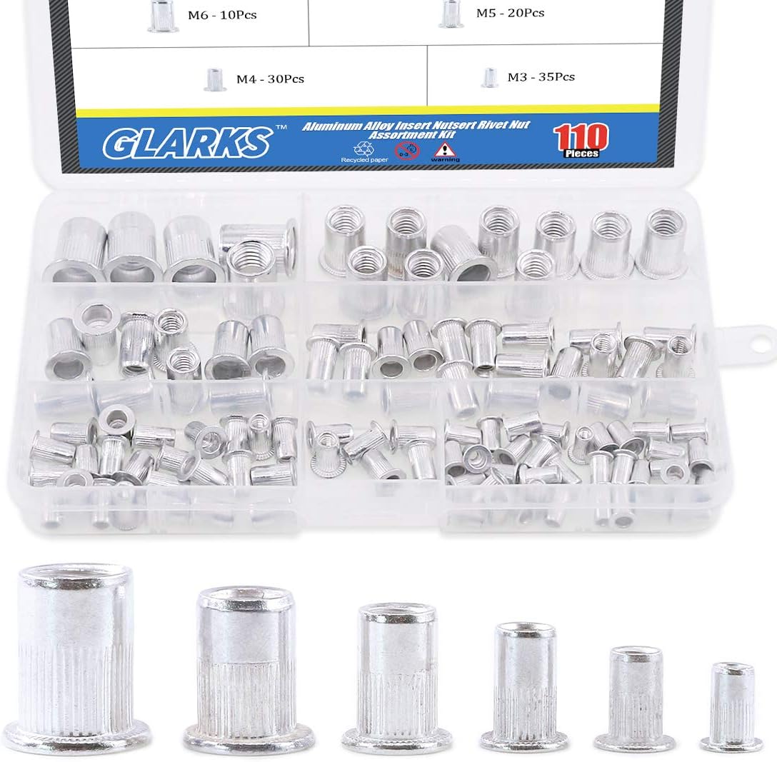 Kit 110 pzas tuercas remache M3-M10 aleación aluminio