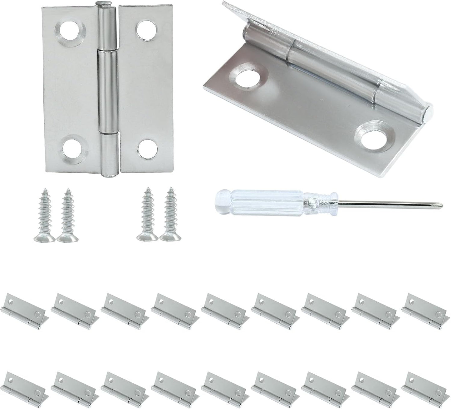 20 Bisagras Acero Inox 1.5pulg con S de Montaje para Caja Madera