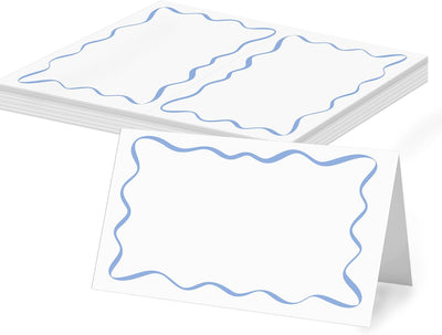 Tarjetas minimalistas para mesa, 2 de 3.5 pulgadas, 25 azules para tienda de campaña y eventos