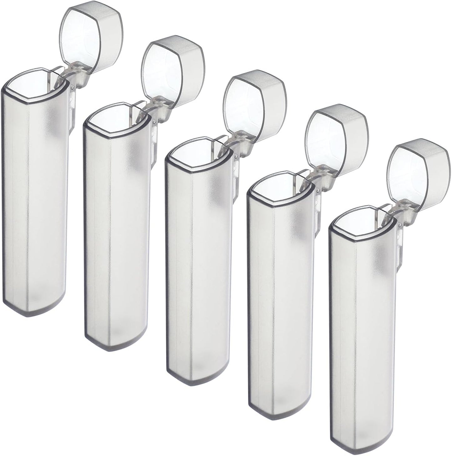 Mini dispensador de palillos de dientes viaje con tapa resorte estuche portatil plástico gris translucido