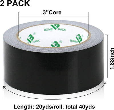 Cinta adhesiva negra 1.88pulg x 20yd resistente UV