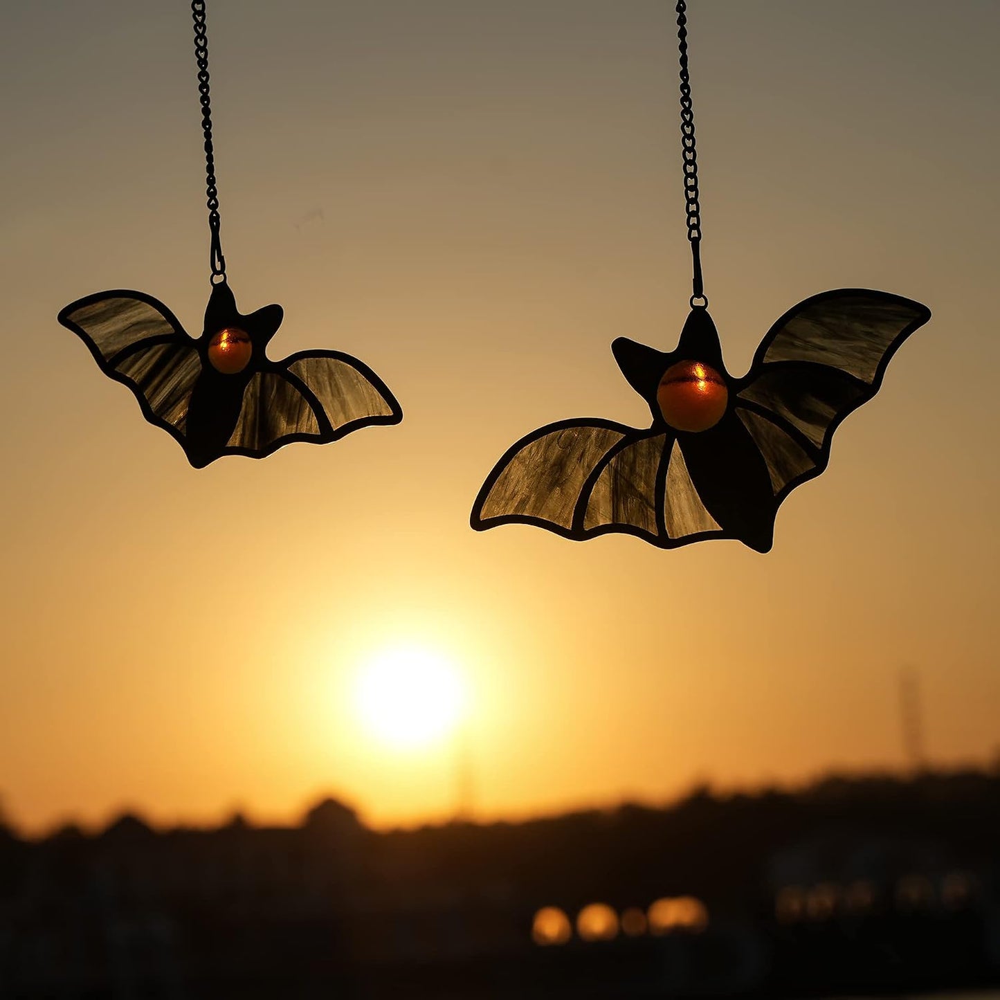 Atrapasoles de murciélagos negros para ventana Halloween