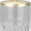 Tarro vidrio ondulado vertical con tapa metal dorado para baño