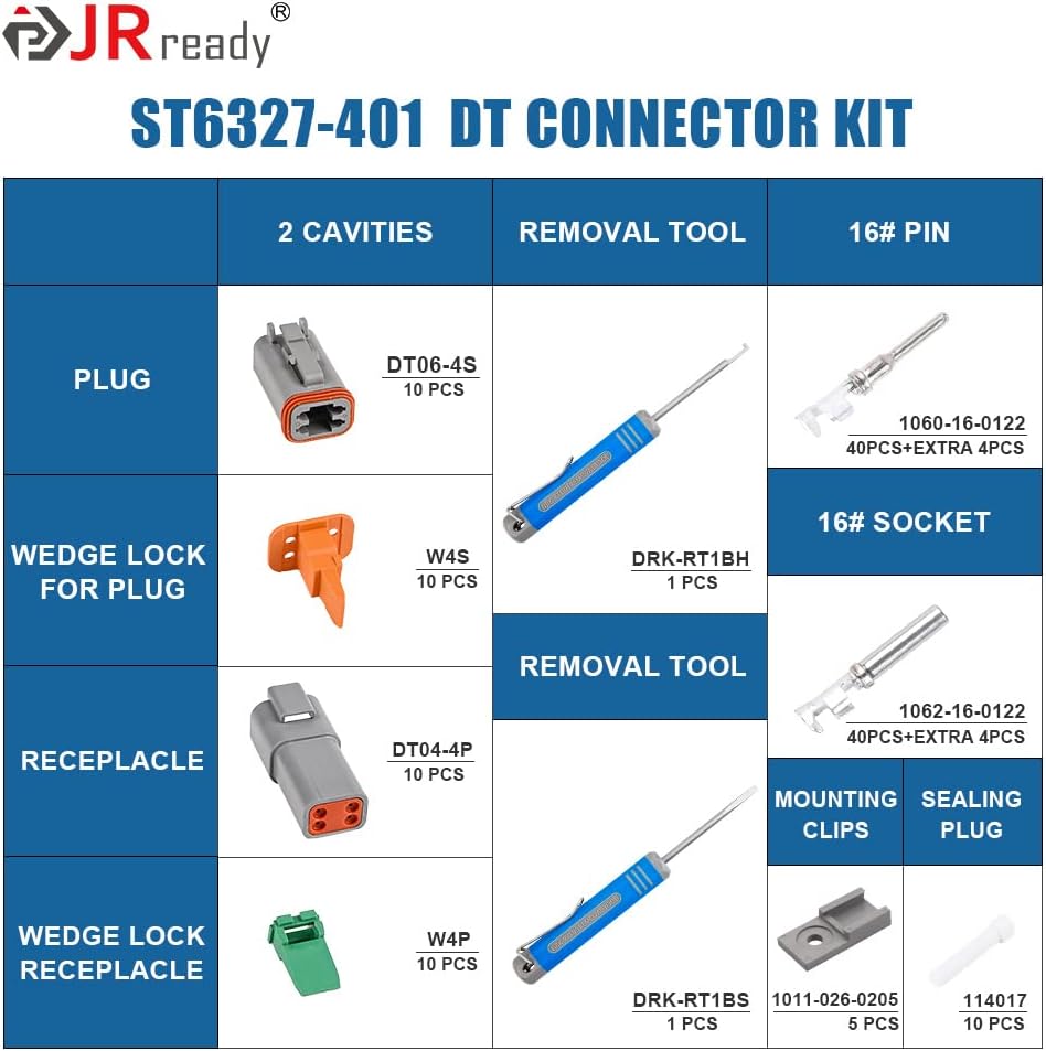 Conector eléctrico automotriz 4 vías 10 set gris