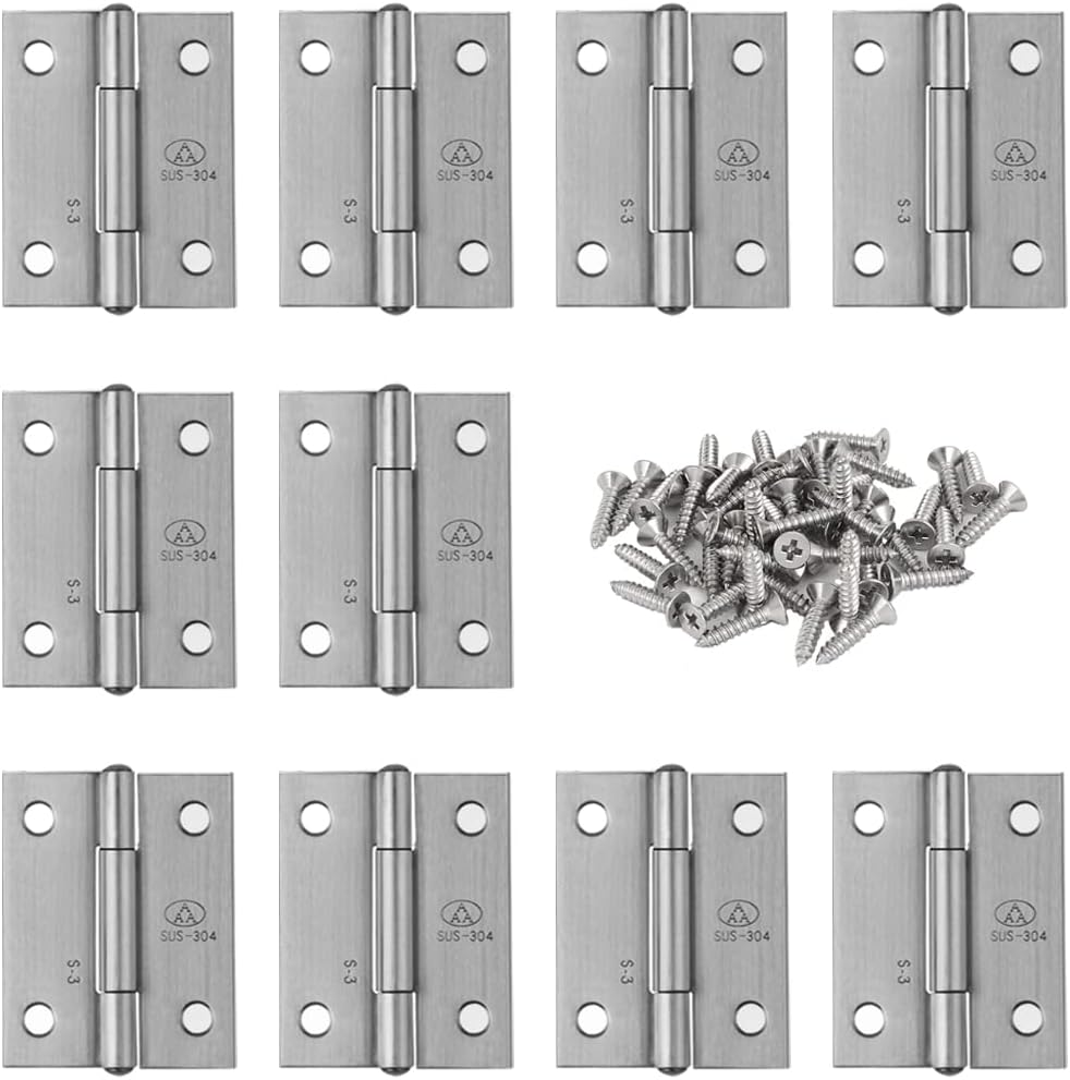10 Bisagras Plegables Acero Inox 1.5pulg para Muebles Hogar