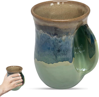 Taza calentadora manos 14oz para diestros color azul