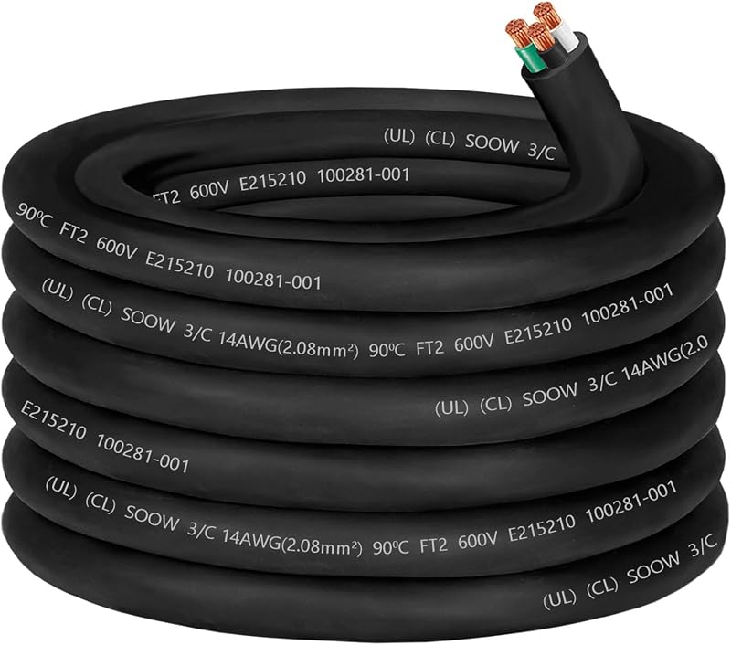 Cable SOOW 14/3 50pies 600V 3 conductor para luz portátil