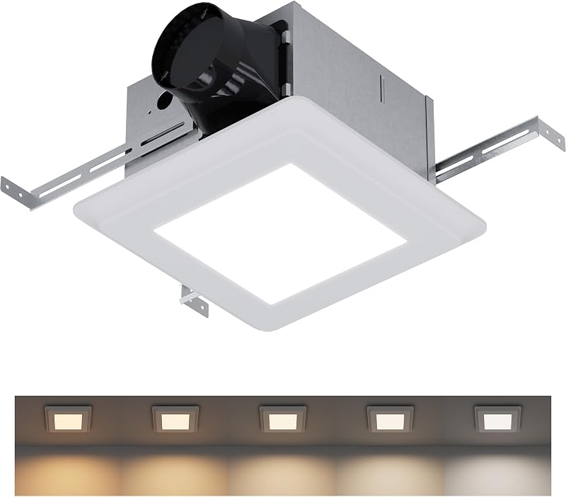 Extractor baño con luz LED 100 CFM silencioso ventilador