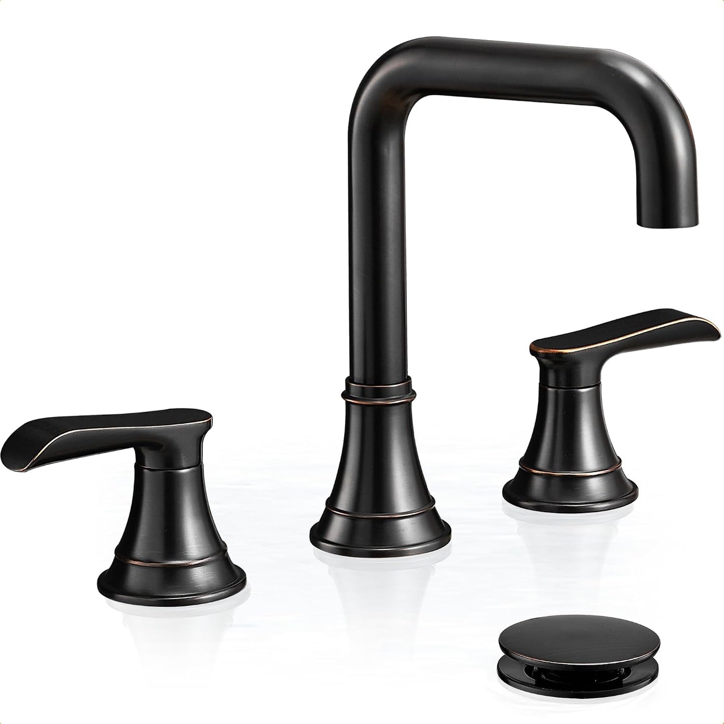 Grifo baño bronce 8pulg 3 agujeros giratorio 360 drenaje 2 asas