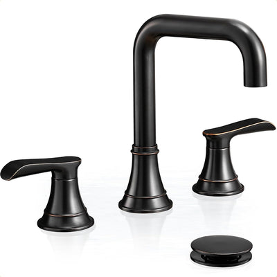 Grifo baño bronce 8pulg 3 agujeros giratorio 360 drenaje 2 asas