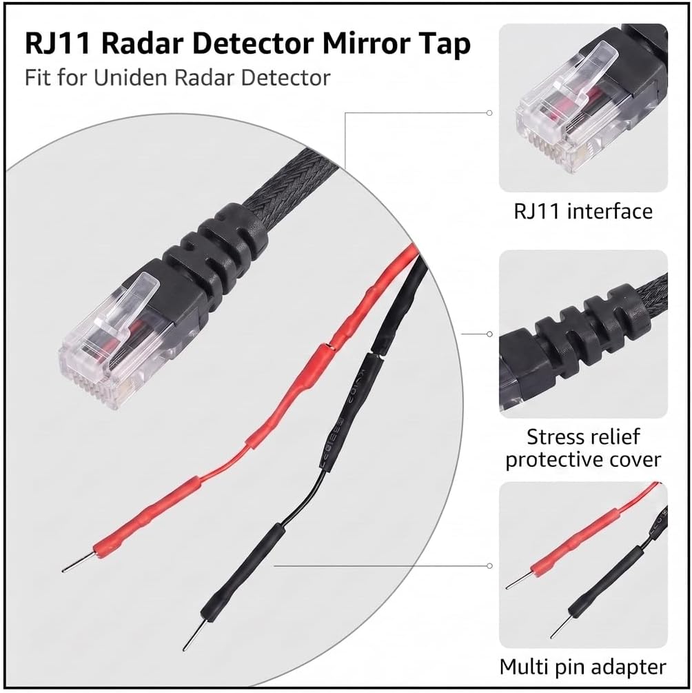 Cable alimentación espejo RJ11 para Uniden R4 R7 R8 12V