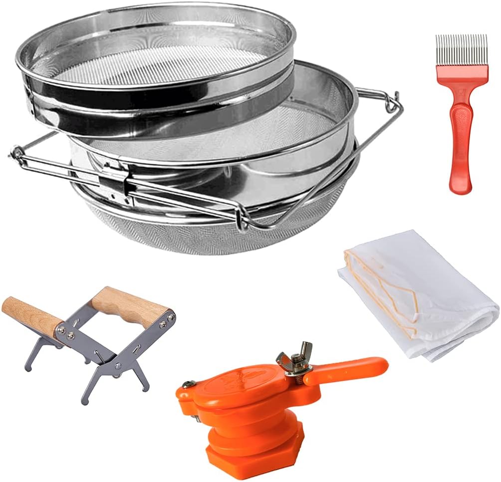 Kit cosecha miel doble tamiz acero inox 5 pzas