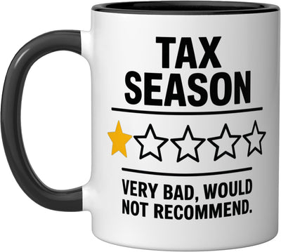 Taza cerámica divertida Tax Season 1 negra/blanca