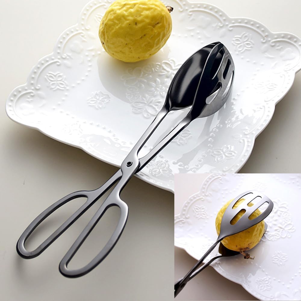 2 Pinzas Acero Inox para Buffet Catering Negro