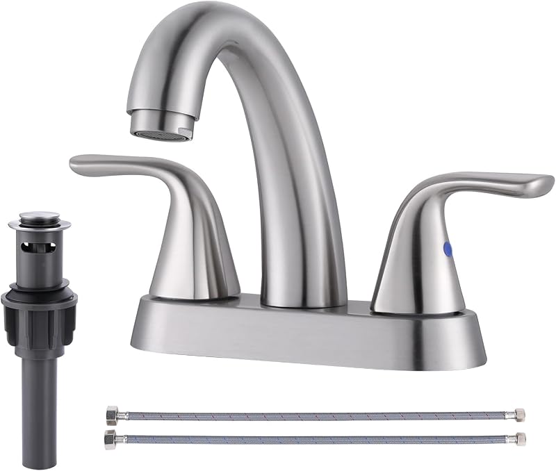 Grifo baño centerset 4" 2 manijas tapón drenaje pop-up