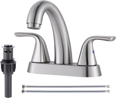 Grifo baño centerset 4" 2 manijas tapón drenaje pop-up