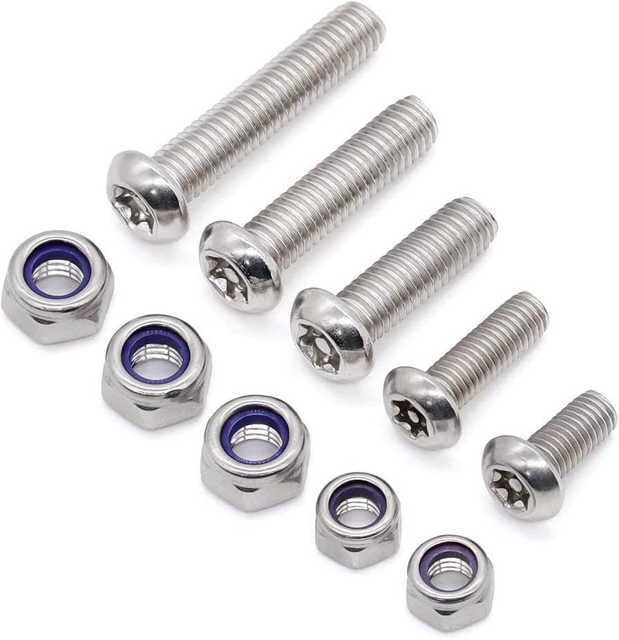 50 Tornillos Torx M4 x 1.18pulg con Tuercas Seguridad