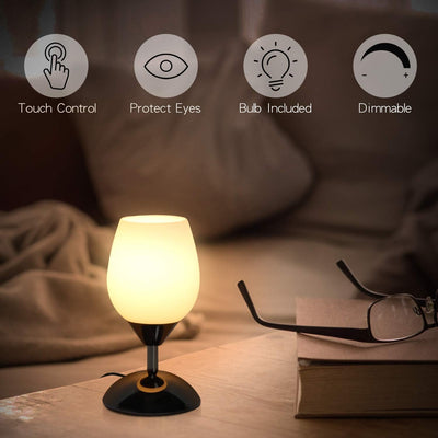 Lámpara mesa tactil regulable luz ambiental vidrio opal