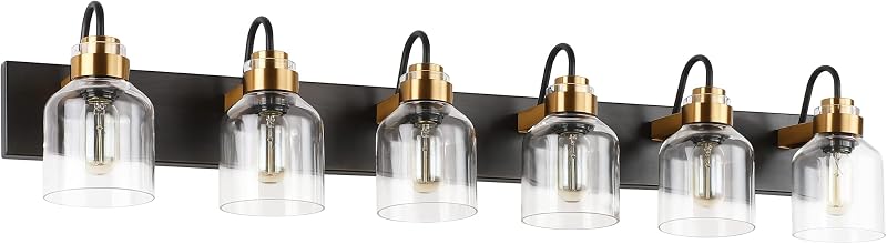 Lámpara baño 6 luces sobre espejo bronce cepillado