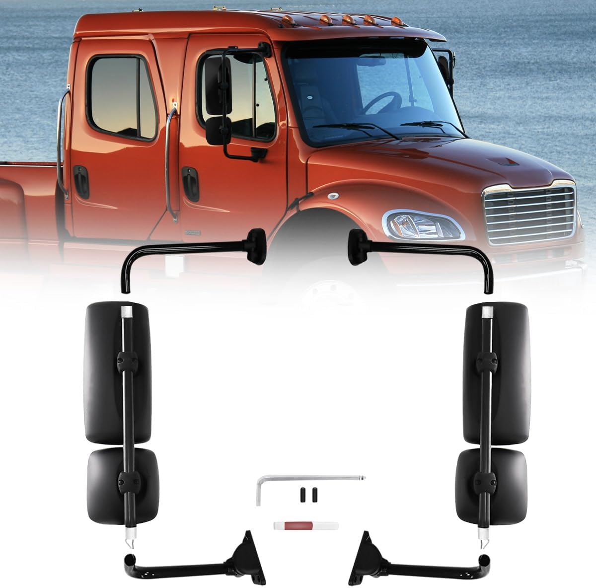 Espejo puerta Freightliner M2 2004-16 cuerpo derecho negro