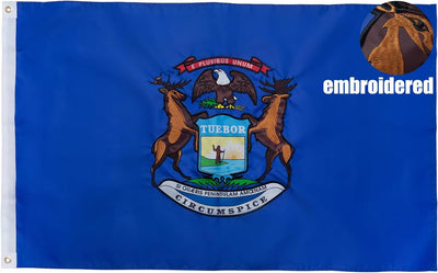 Bandera Michigan 4x6" poliéster resistente doble cara
