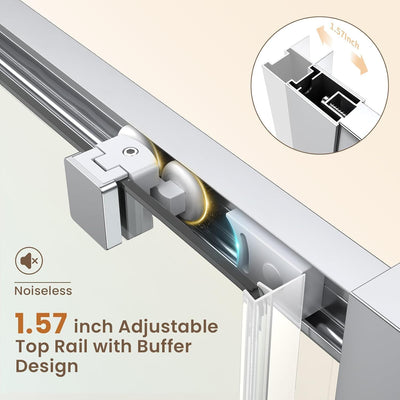 Puerta ducha vidrio deslizante 46x76pulg templado 1/4pulg