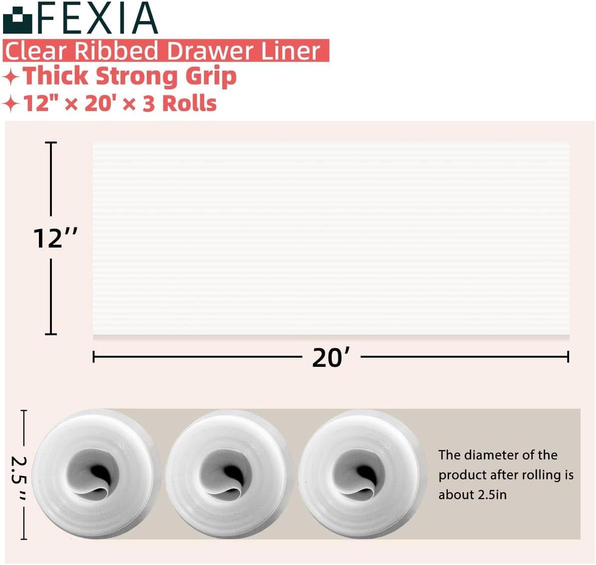 Revestimiento estante 3 rollos 12" x20ft cajones cocina