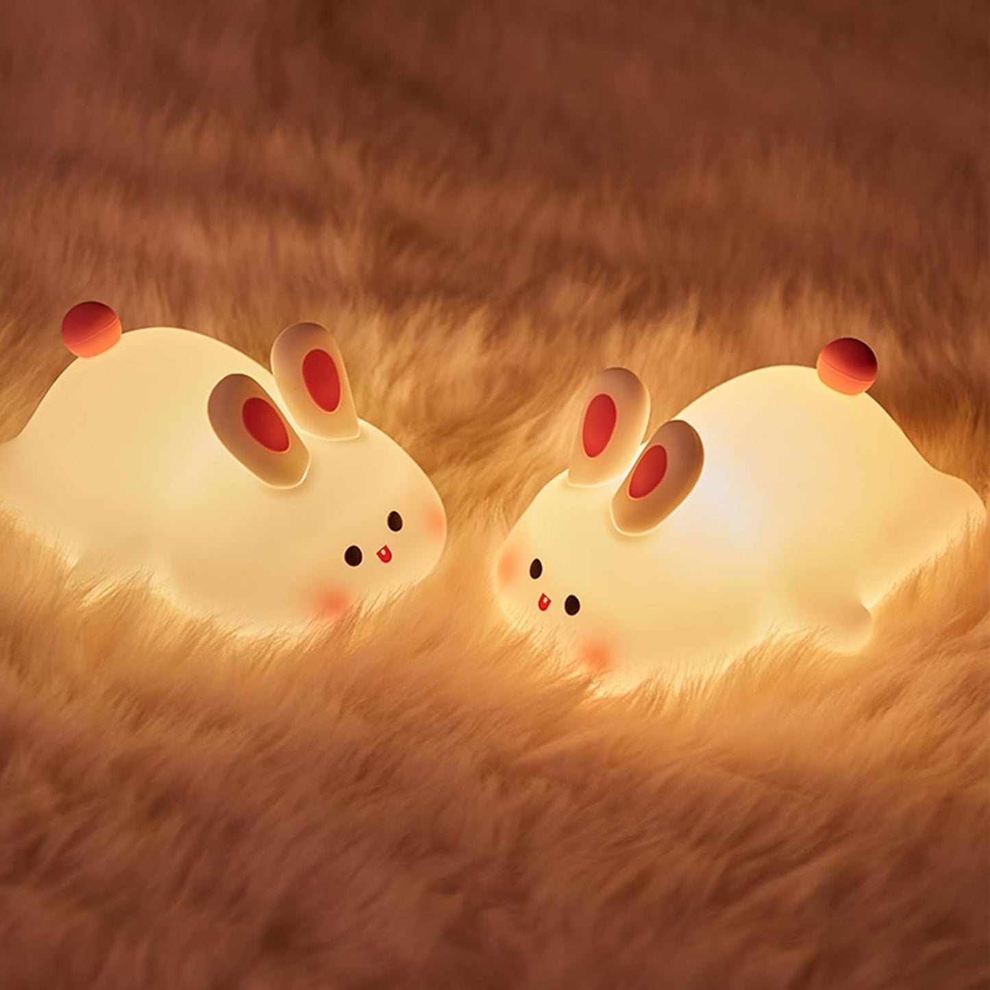 Luz nocturna conejo silicona recargable led para niños