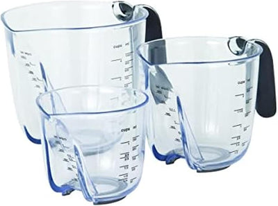 Set 3 Tazas Medidoras Transparentes con Asas Negras