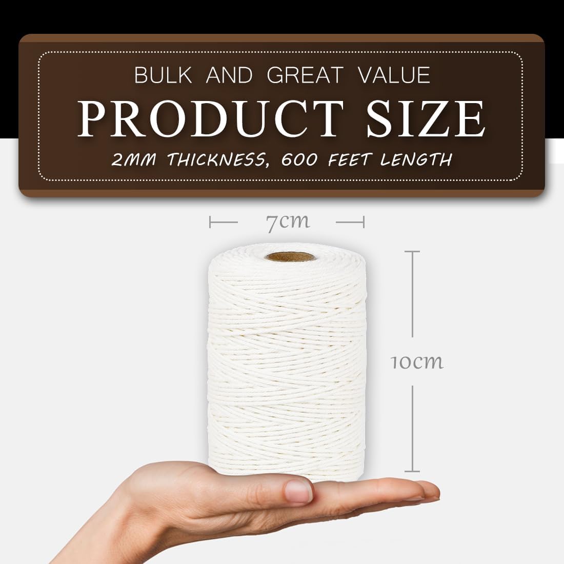 Cuerda algodón 600pies 2mm para cocina carne pavo salchicha